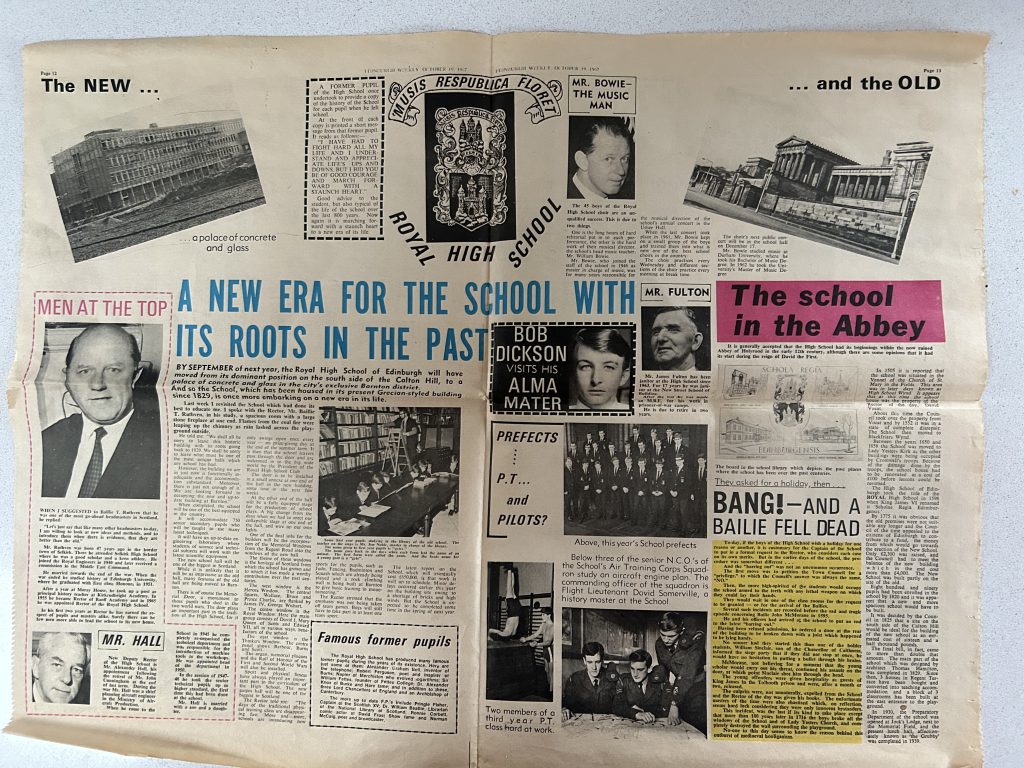 Double page spread on the Royal High School from the Edinburgh Weekly of 1967